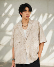 Frayed Wrap Collar Shirt ᛝ Bone