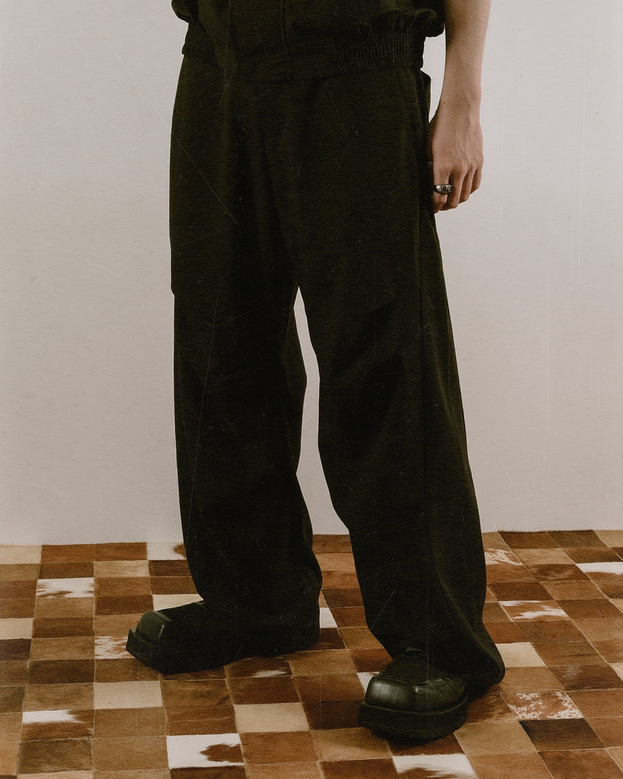 Panelled Knee Slacks ᛝ Black