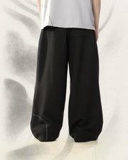 Pleat Curved Pants ᛝ Black