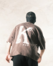 “K” Logo Washed T-shirt ᛝ Washed Brown