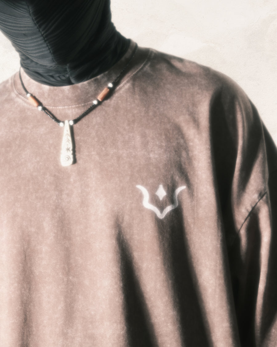“K” Logo Washed T-shirt ᛝ Washed Brown