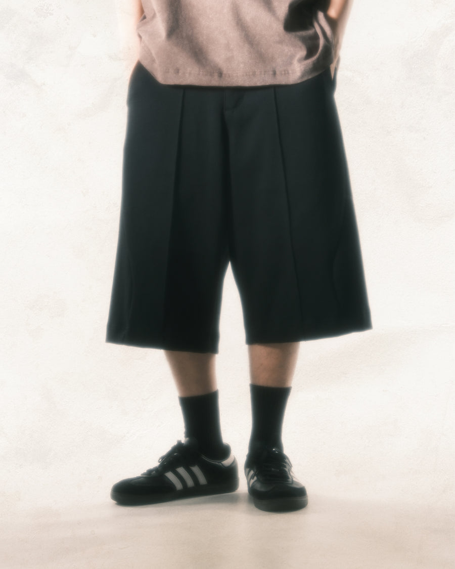 Arc Stitch Wide Shorts ᛝ Black