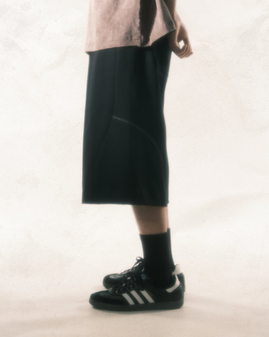 Arc Stitch Wide Shorts ᛝ Black