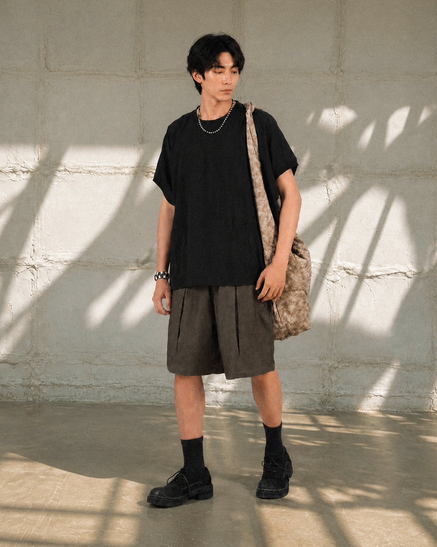 Contour Pleat Shorts ᛝ Taupe