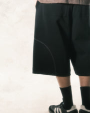 Arc Stitch Wide Shorts ᛝ Black