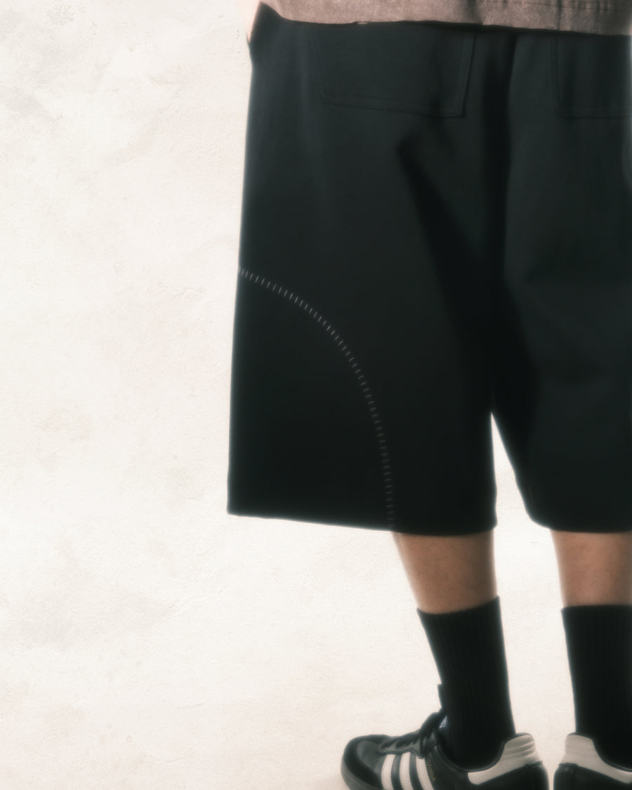 Arc Stitch Wide Shorts ᛝ Black