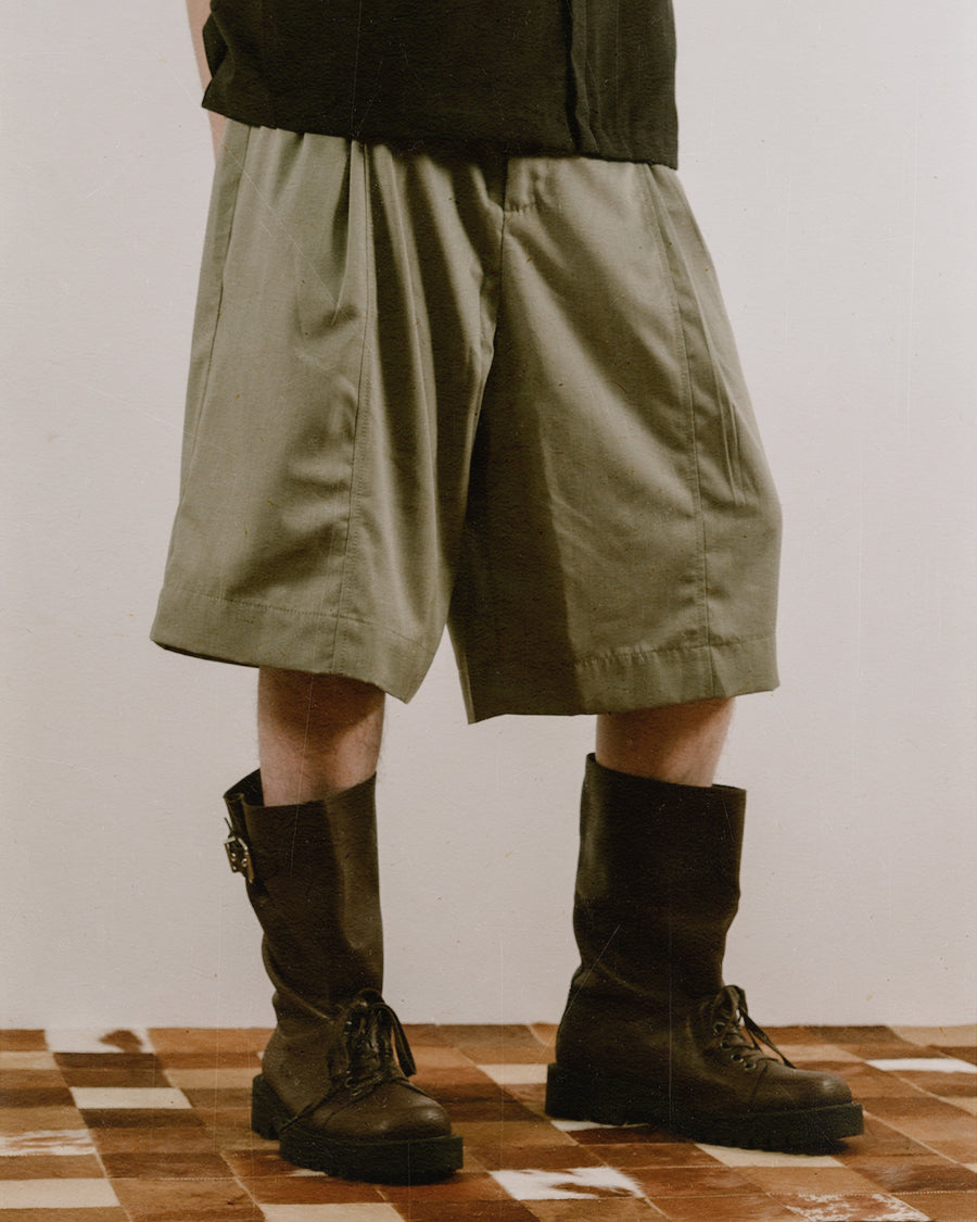 Pleat Shorts ᛝ Mist Olive