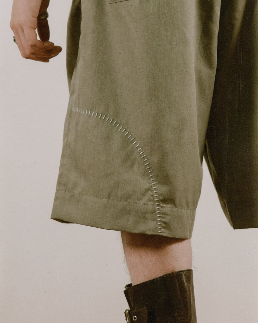 Pleat Shorts ᛝ Mist Olive