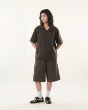 Flow Pleat Shirt  ᛝ Brown