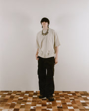 Boxy Ribbed Tee ᛝ Grey White