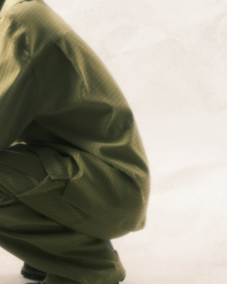 Stripe Cuban Shirt ᛝ Olive Green