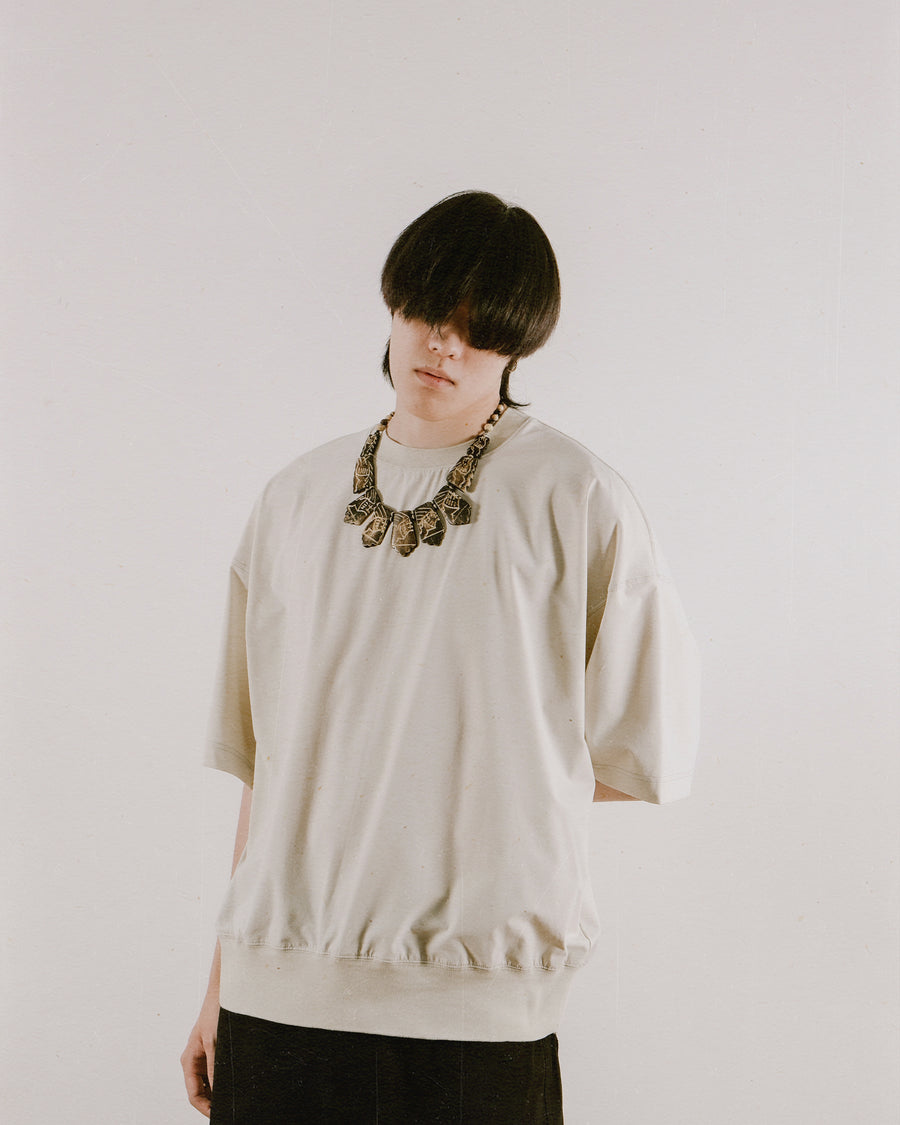 Boxy Ribbed Tee ᛝ Grey White