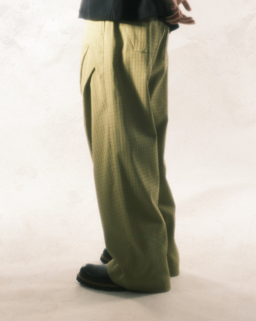 Stripe Layer Pants ᛝ Olive Green