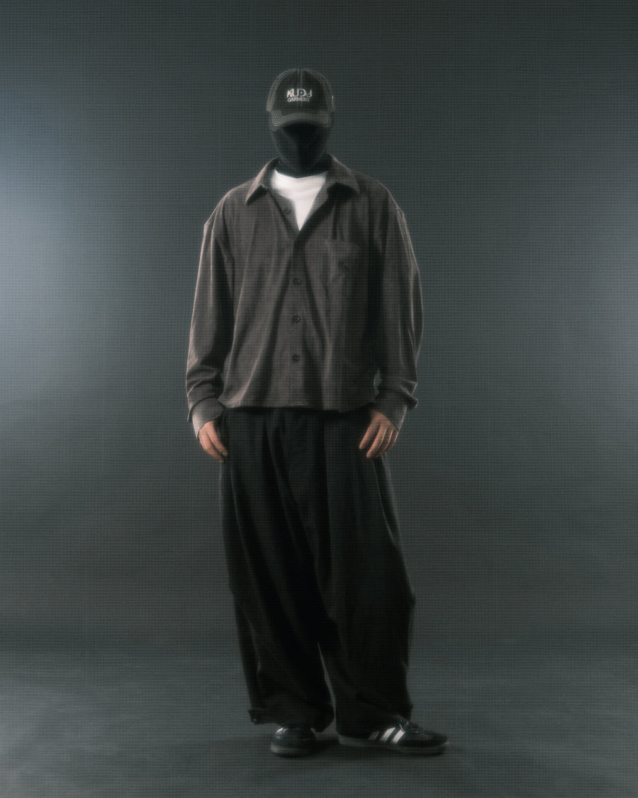 Boxy Suede Texture Shirt ᛝ Dark Grey