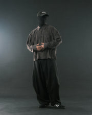 Boxy Suede Texture Shirt ᛝ Dark Grey