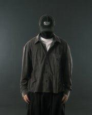 Boxy Suede Texture Shirt ᛝ Dark Grey