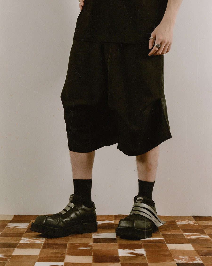 Layer Fold Pocket Shorts ᛝ Black