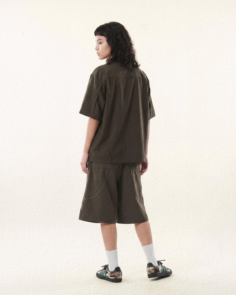 Flow Pleat Shirt  ᛝ Brown