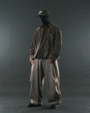 Boxy Suede Texture Shirt ᛝ Dark Brown