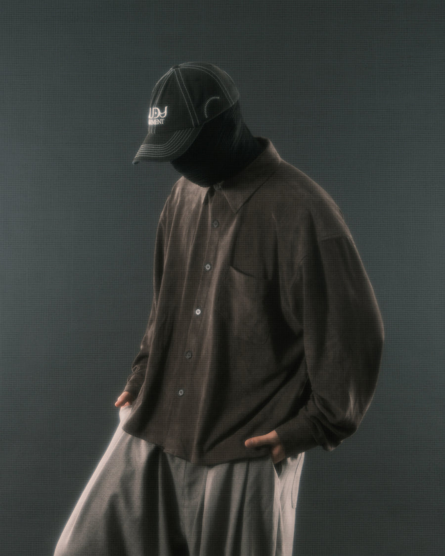 Boxy Suede Texture Shirt ᛝ Dark Brown