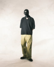 Waffle Boxy Polo T-shirt ᛝ Black