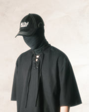 Boxy Lace-up T-shirt ᛝ Black