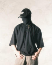 Boxy Lace-up T-shirt ᛝ Black