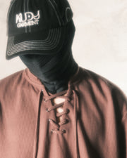 Boxy Lace-up T-shirt ᛝ Clay Brown