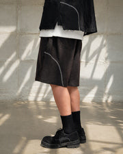 Contour Pleat Shorts ᛝ Black