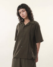 Flow Pleat Shirt  ᛝ Brown