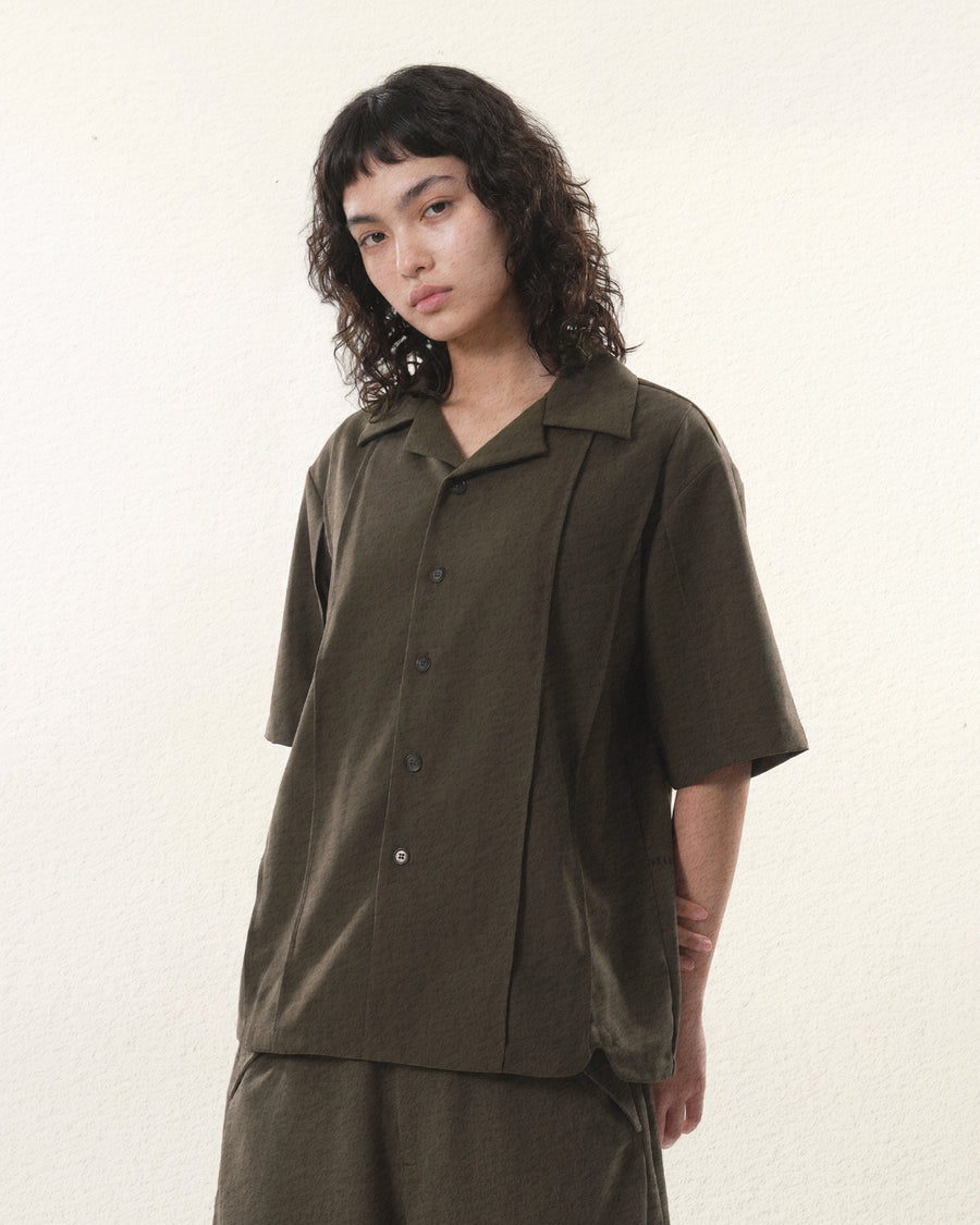 Flow Pleat Shirt  ᛝ Brown