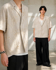 Frayed Wrap Collar Shirt ᛝ Bone