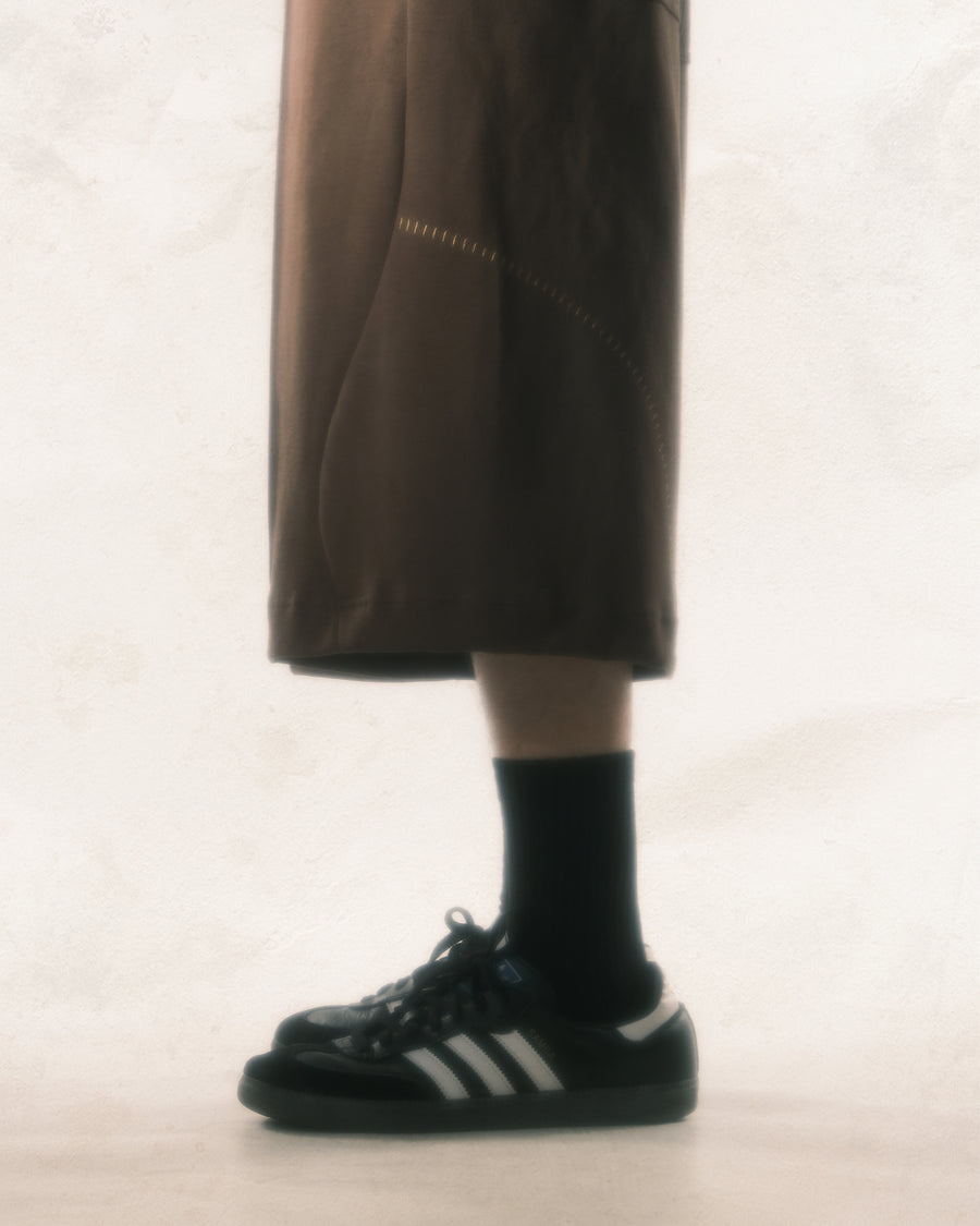 Arc Stitch Wide Shorts ᛝ Clay Brown