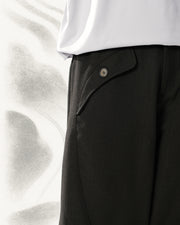 Pleat Curved Pants ᛝ Black