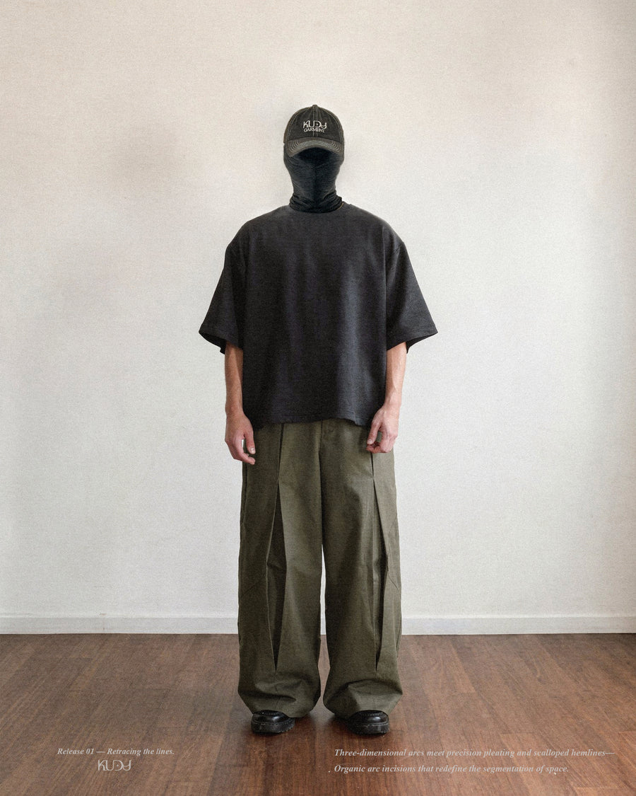 Panelled Pleat Pants ᛝ Green