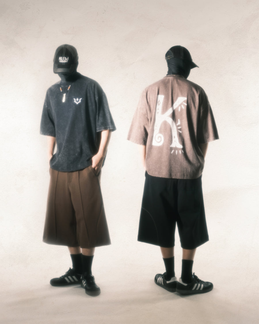 “K” Logo Washed T-shirt ᛝ Washed Brown