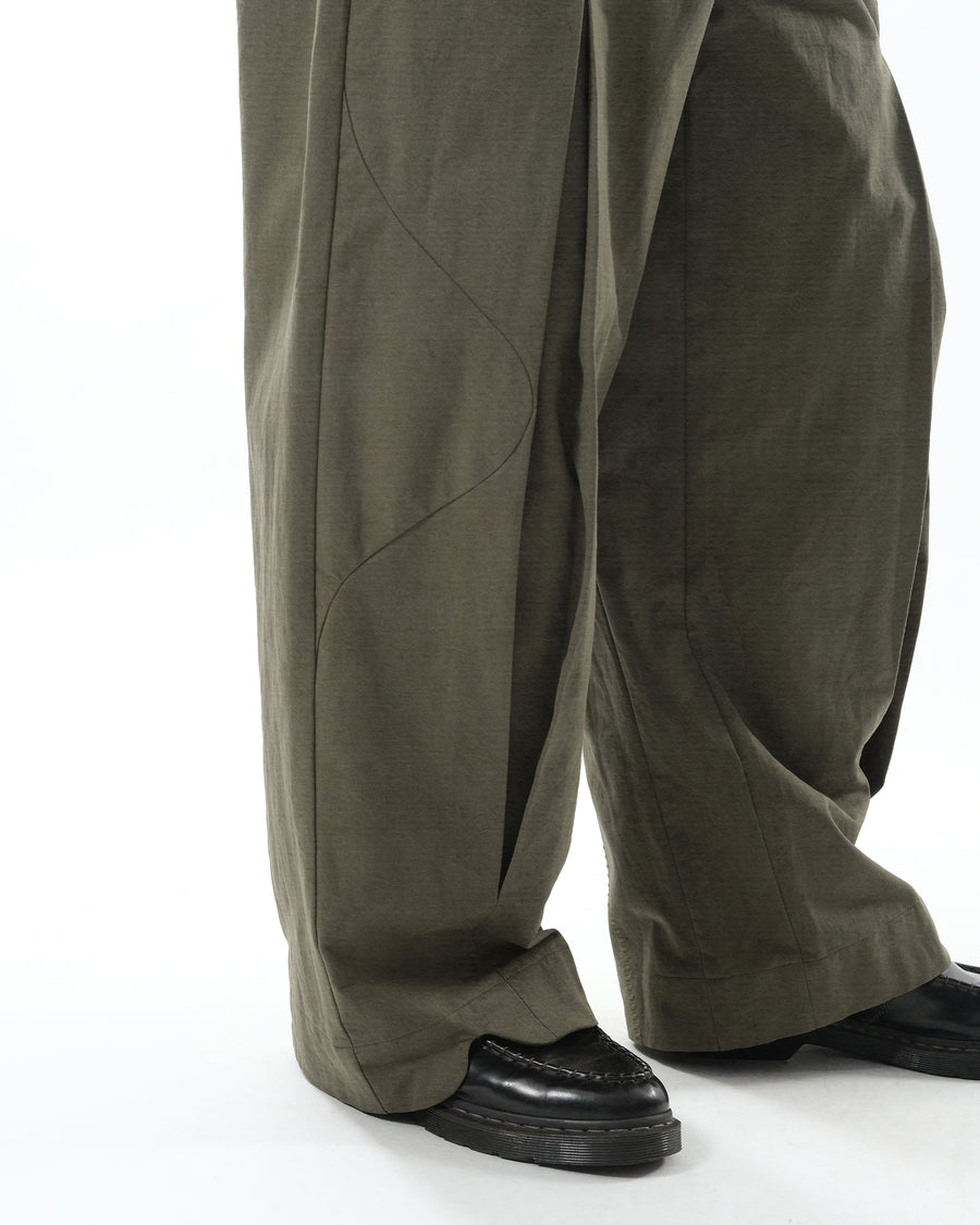 Panelled Pleat Pants ᛝ Green