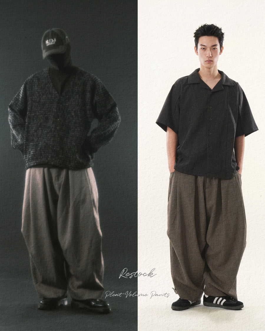 Pleat Volume Pants ᛝ Taupe