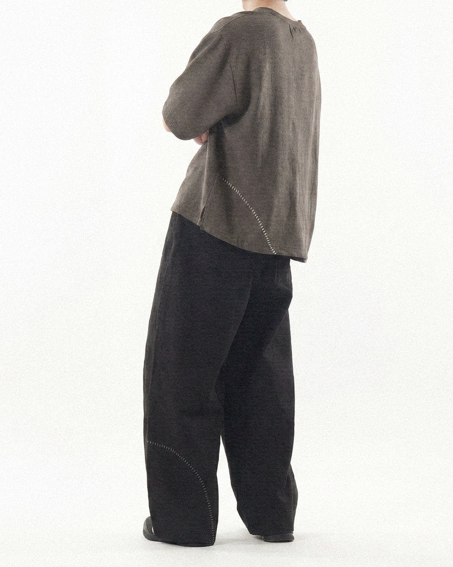 Panelled Pleat Pants ᛝ Black