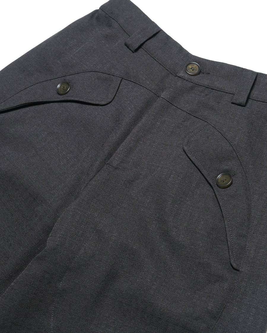 Pleat Curved Pants ᛝ Black