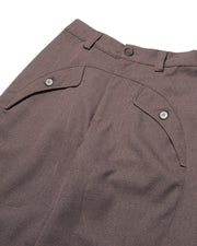 Pleat Curved Pants ᛝ Dark Brown