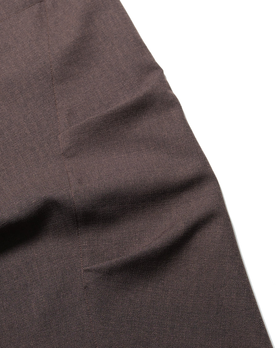 Pleat Curved Pants ᛝ Dark Brown