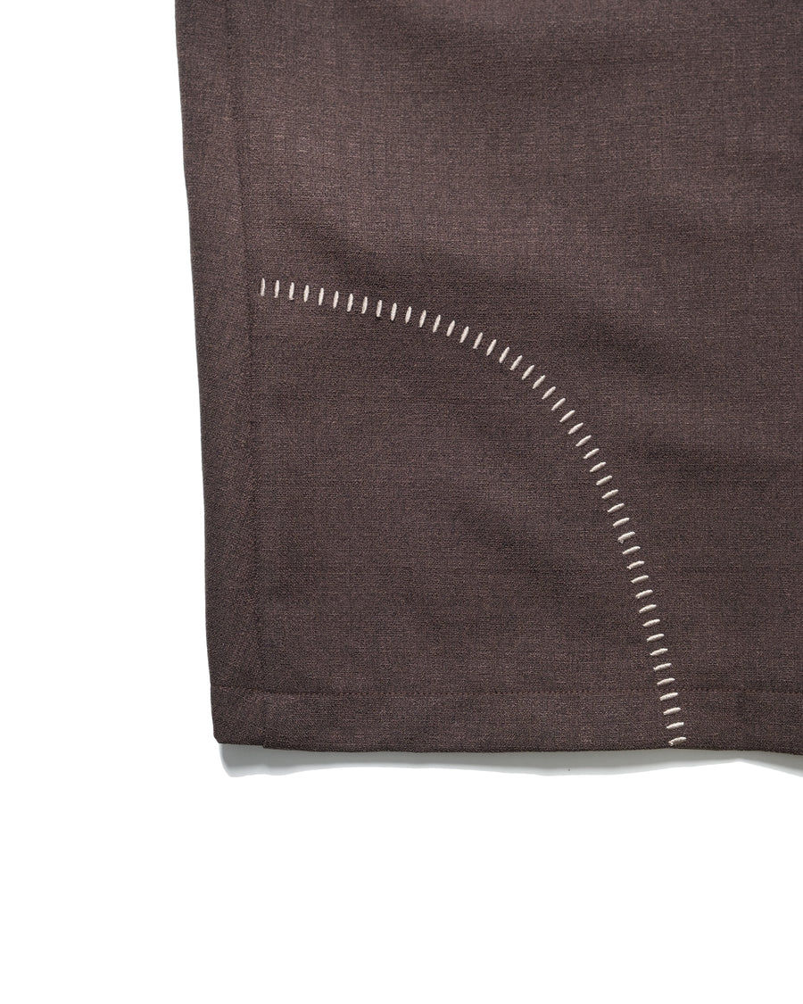 Pleat Curved Pants ᛝ Dark Brown