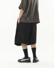 Panelled Arc Shorts ᛝ Black