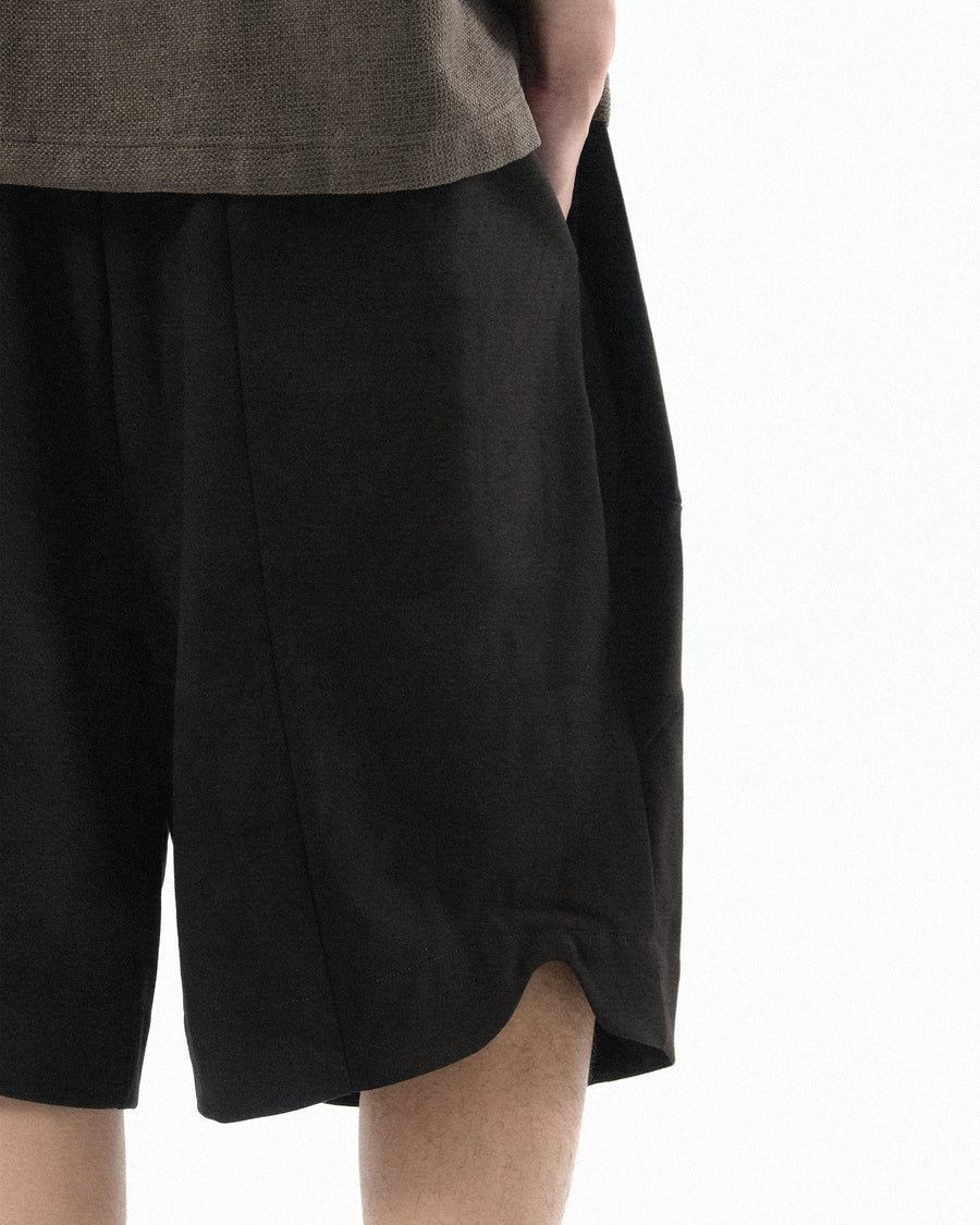 Panelled Arc Shorts ᛝ Black