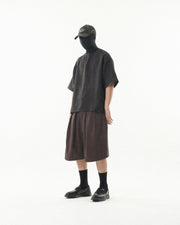 Panelled Arc Shorts ᛝ Brown