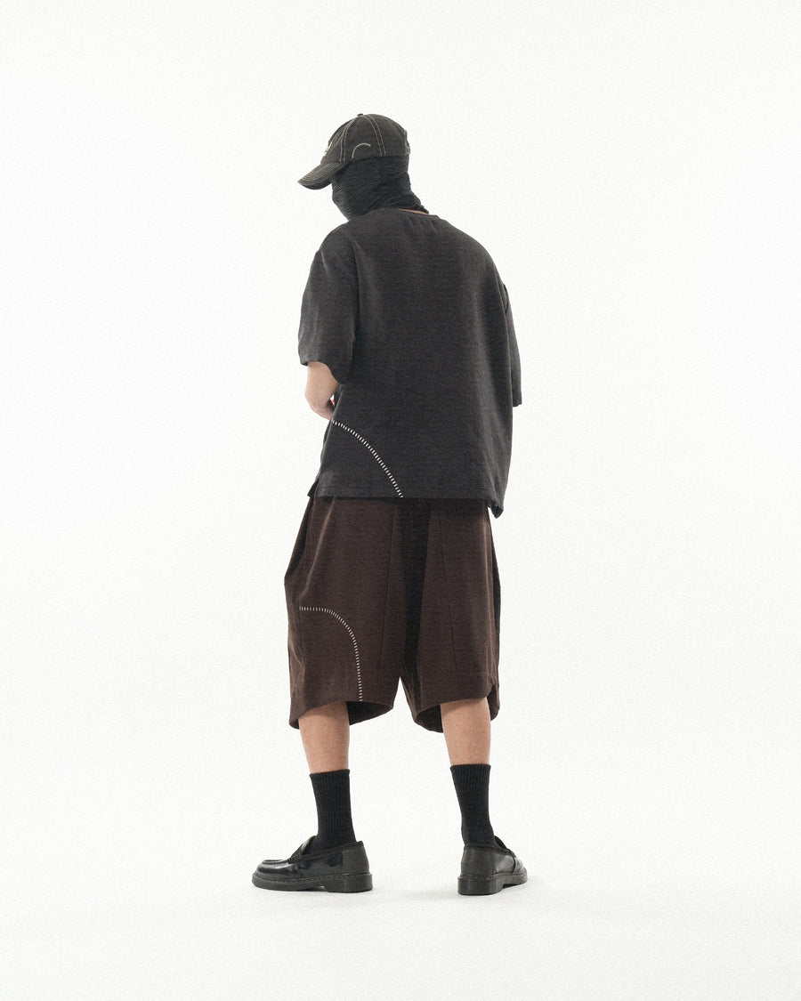Curved Texture T-shirt ᛝ Black