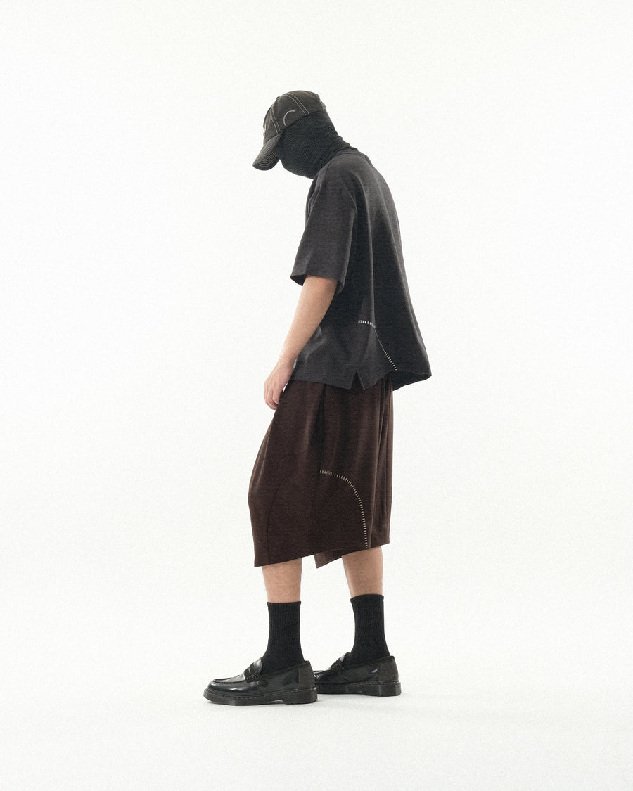 Curved Texture T-shirt ᛝ Black