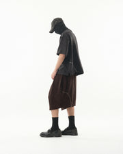 Panelled Arc Shorts ᛝ Brown