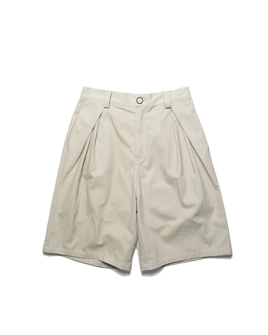 Double-Pleated Shorts ᛝ Khaki